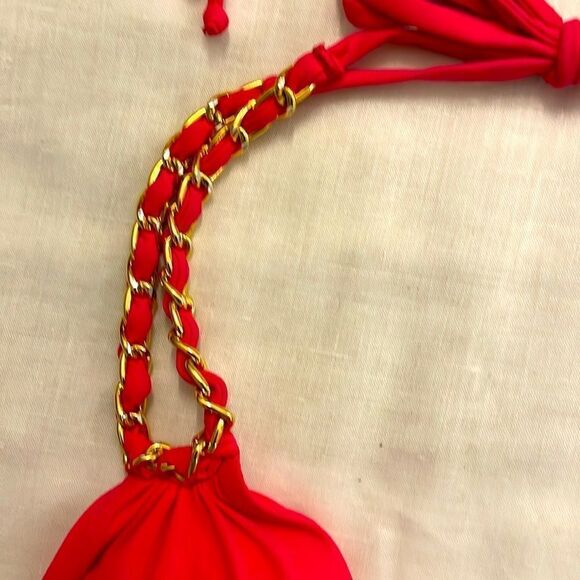 SAUVAGE HOT PINK WITH GOLD BRAIDING BIKINI TOP.  NEW - Picture 2 of 6